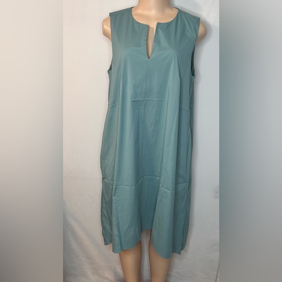 NWT Alfani Women’s Sharkbite HemSplit NeckShift Dress Precious Jade DecoBreeze S - Picture 1 of 17